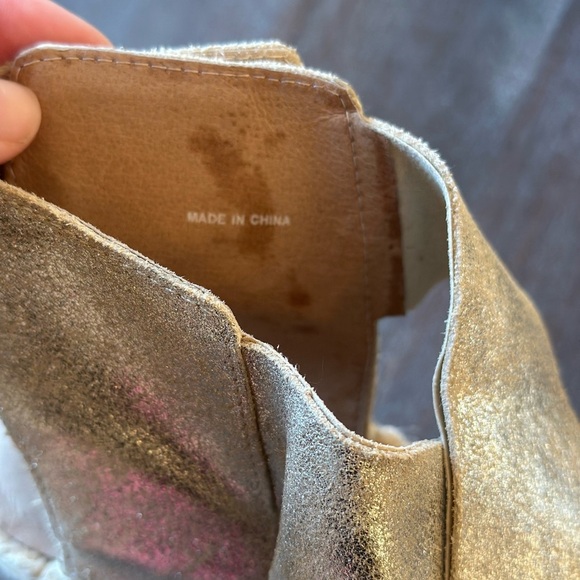 NEW Eileen Fisher Willow Wedge Espadrille Women 9 Platinum Glitter Suede Leather - Picture 6 of 7